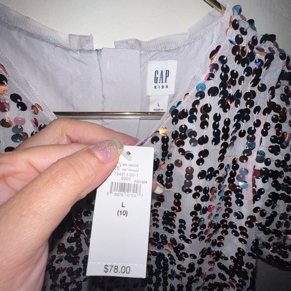 NWT Girls Gap size 10 Sequin Short Sleeve Dress - Picture 3 of 4